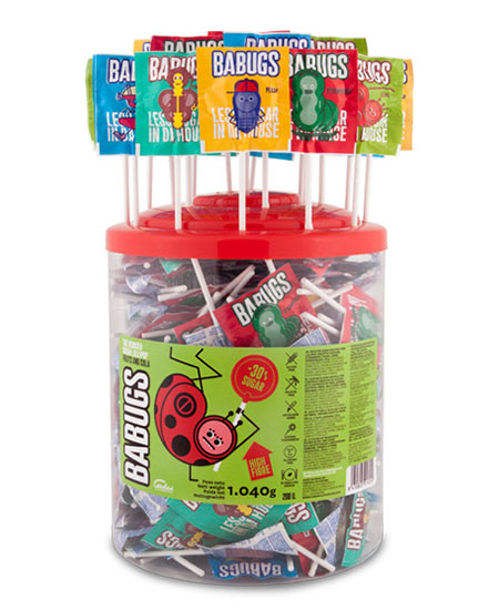 Babugs Reduced Sugar Flat Lollipop Assorted Flavours 200 Pcs/Jar