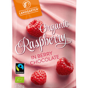 Landgarten Organic Raspberries In Berry Chocolate 50gm