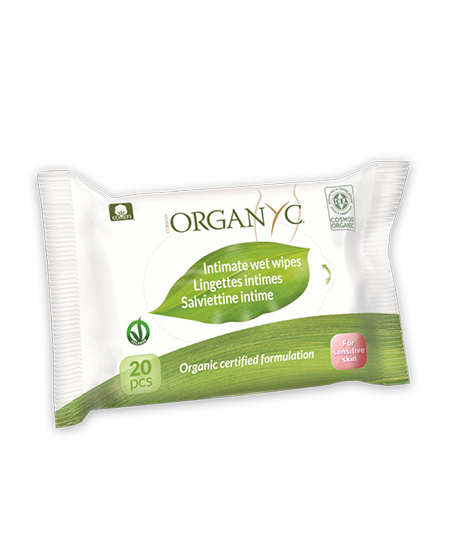 100% Organic Cotton Intimate Wet Wipes – 20 Pcs