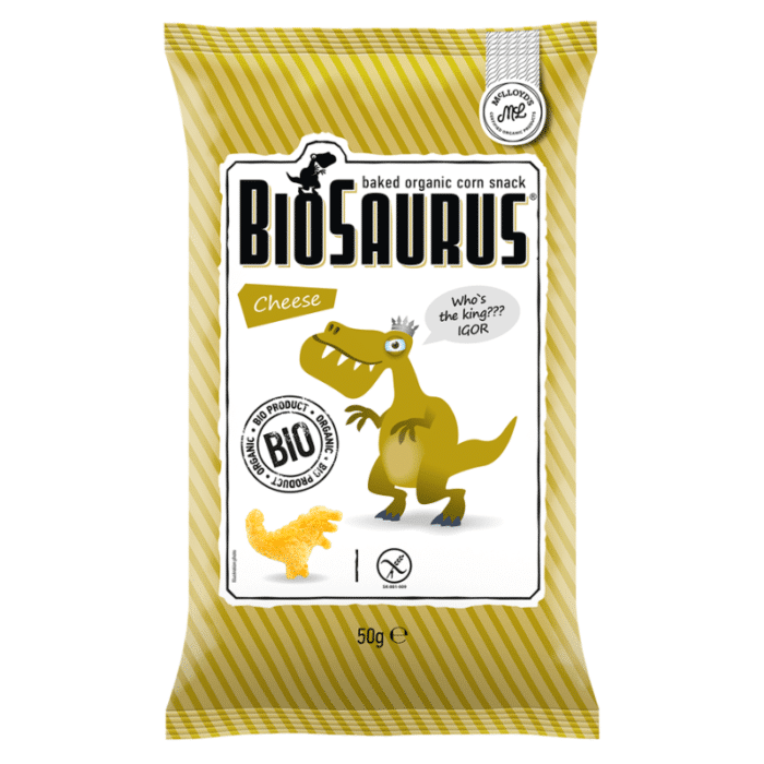 BioSaurus Baked Organic Corn Snack With Cheese 50gm