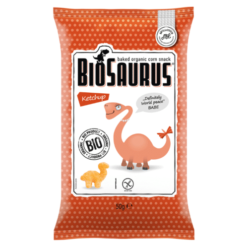 BioSaurus Baked Organic Corn Snack With Ketchup 50gm