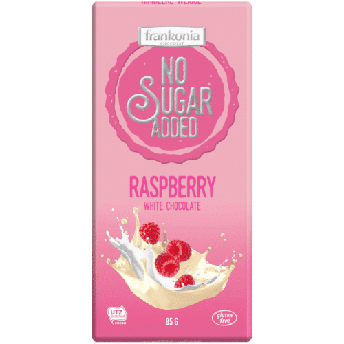 Frankonia White Chocolate With Sweetener Maltitol, With Raspberry Pieces 85gm
