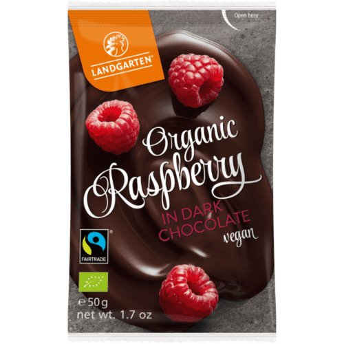 Landgarten Organic Raspberries In Dark Chocolate 50gm