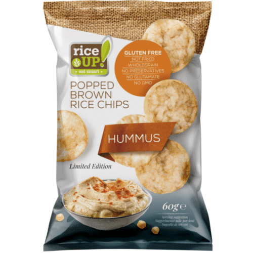 Rice Up Popped Brown Rice Chips With Hummus 60gm