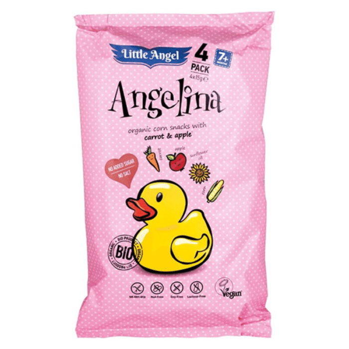 Little Angel Angelina Organic Corn Snacks With Carrot & Apple 60gm