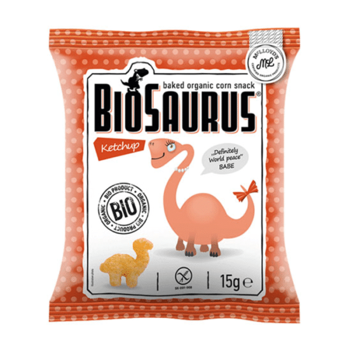 BioSaurus Baked Organic Corn Snack With Ketchup 15gm